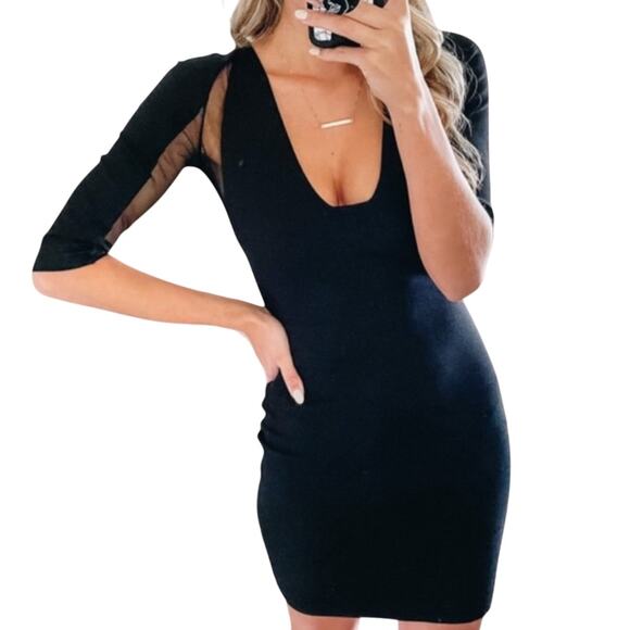 Mason Black Mini Dress, Mesh Detailing | Size XS - Picture 6 of 7